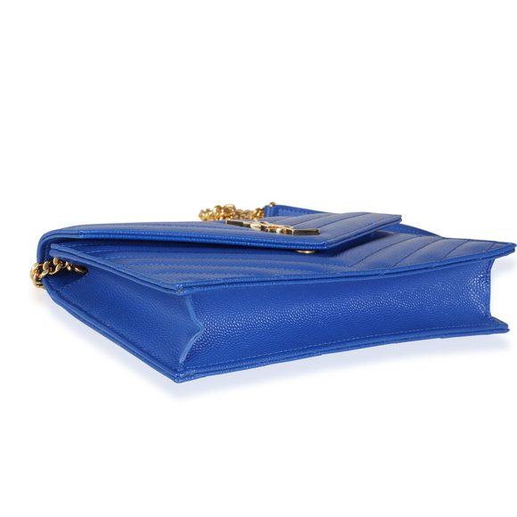 Saint Laurent Royal Blue Grain De Poudre Envelope Chain Wallet - Picture 6 of 8